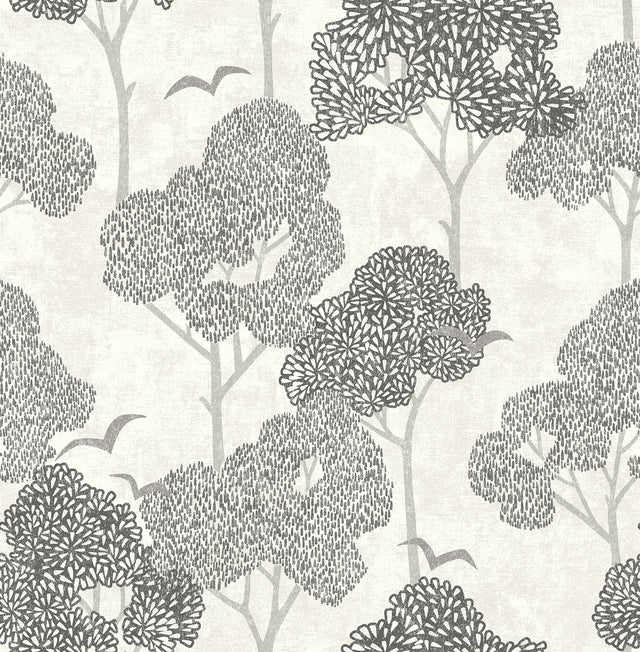 Lykke Black Textured Tree Wallpaper with Raised Ink Botanical Trees - A-Street Prints 4066-26541