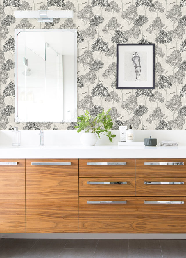Lykke Black Textured Tree Wallpaper with Raised Ink Botanical Trees - A-Street Prints 4066-26541