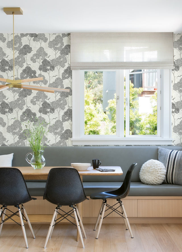 Lykke Black Textured Tree Wallpaper with Raised Ink Botanical Trees - A-Street Prints 4066-26541
