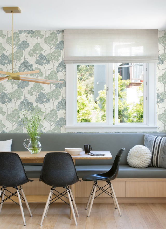 Lykke Green Textured Tree Wallpaper with Farmhouse Botanical Trees Motif - Brewster 4066-26542