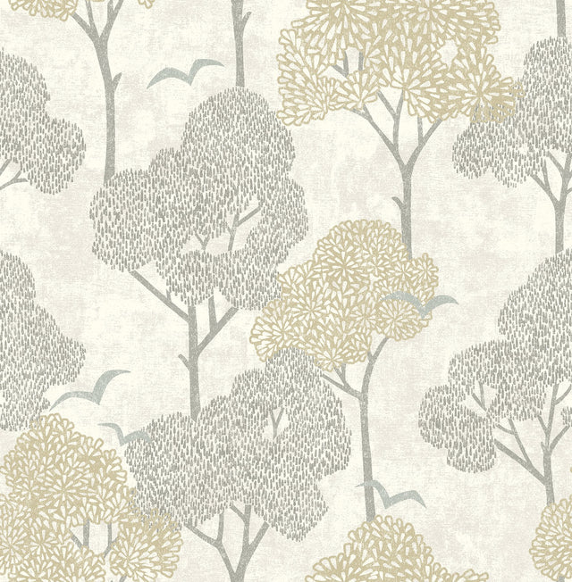 Lykke Neutral Textured Tree Wallpaper with Raised Ink Botanical Trees Motif - A-Street Prints 4066-26543