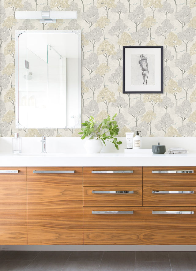 Lykke Neutral Textured Tree Wallpaper with Raised Ink Botanical Trees Motif - A-Street Prints 4066-26543