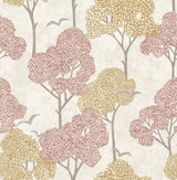 Lykke Coral Textured Tree Wallpaper with Raised Ink Trees Motif - A-Street Prints 4066-26544