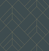Sander Slate Geometric Wallpaper with Metallic Diamond Grid - A-Street Prints 4066-26546