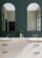 Sander Slate Geometric Wallpaper with Metallic Diamond Grid - A-Street Prints 4066-26546