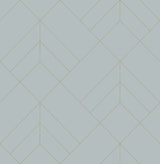 Sander Light Blue Geometric Wallpaper with Metallic Diamond Grid - A-Street Prints 4066-26547