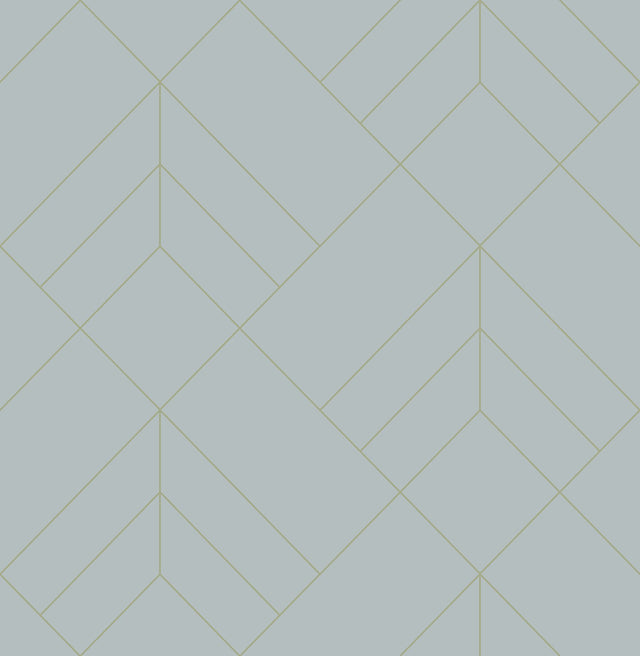 Sander Light Blue Geometric Wallpaper with Metallic Diamond Grid - A-Street Prints 4066-26547