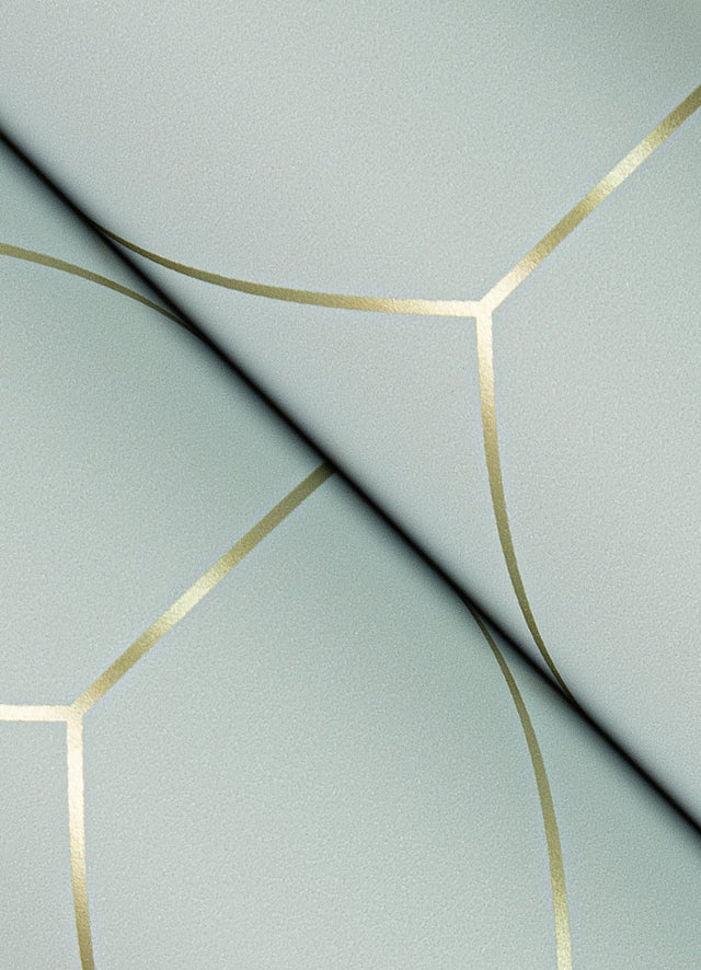 Sander Light Blue Geometric Wallpaper with Metallic Diamond Grid - A-Street Prints 4066-26547