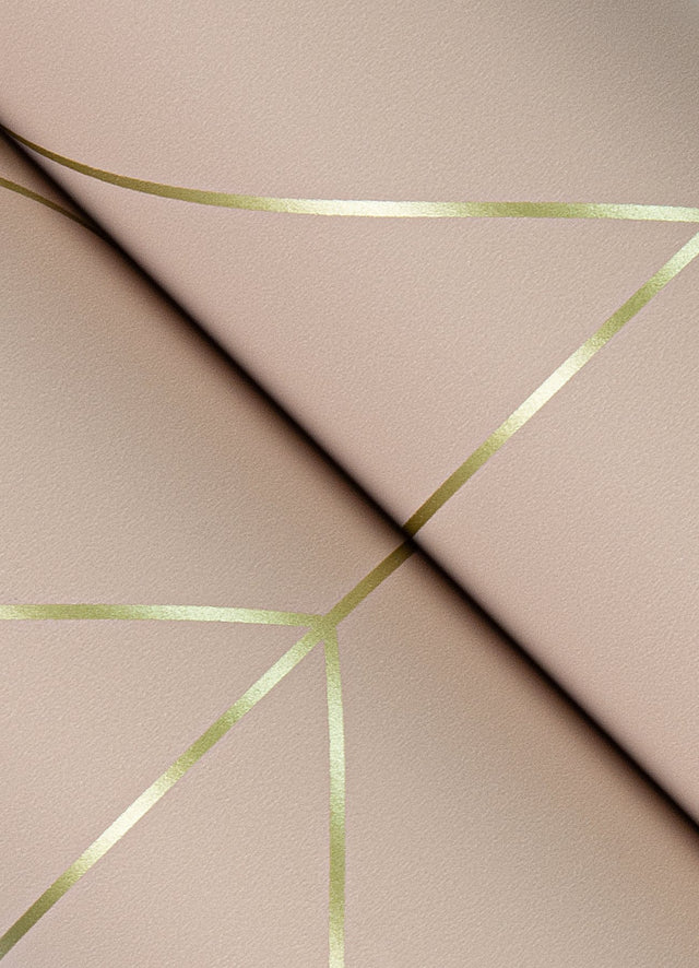 Sander Light Pink Geometric Wallpaper with Metallic Art Deco Grid - A-Street Prints 4066-26548