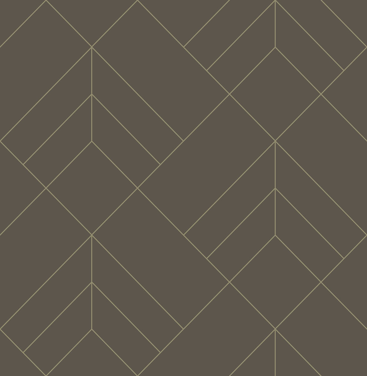 Sander Chocolate Geometric Wallpaper with Metallic Art Deco Diamond Grid - Brewster 4066-26549