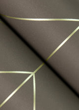 Sander Chocolate Geometric Wallpaper with Metallic Art Deco Diamond Grid - Brewster 4066-26549