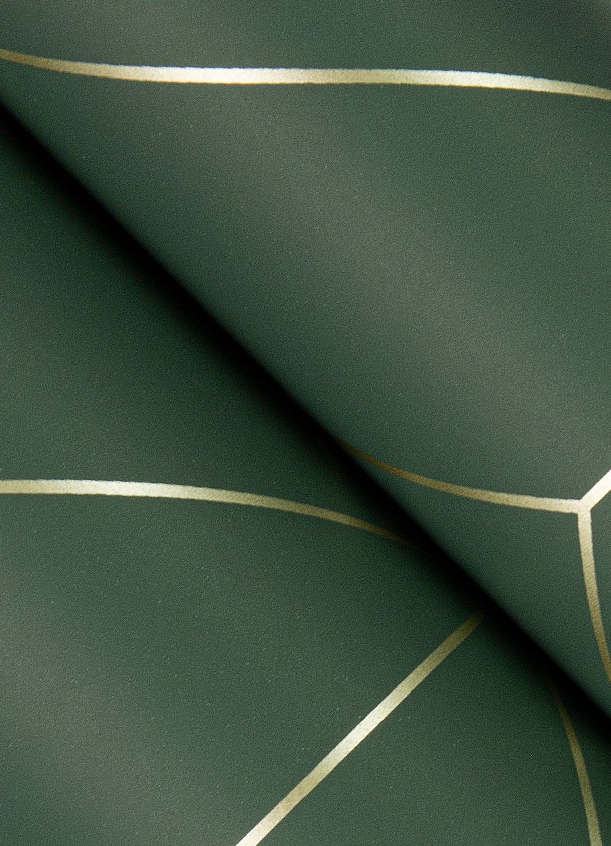 Sander Evergreen Geometric Wallpaper with Metallic Gold Diamond Lines - Brewster 4066-26550