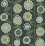 Sisu Evergreen Floral Geometric Wallpaper with Retro Floral Graphics - Brewster 4066-26551