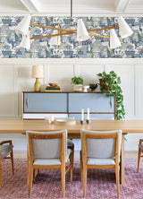 Fika Blue Blissful Birds & Blooms Wallpaper with Eclectic Botanical Novelty Pattern - A-Street Prints 4066-26555