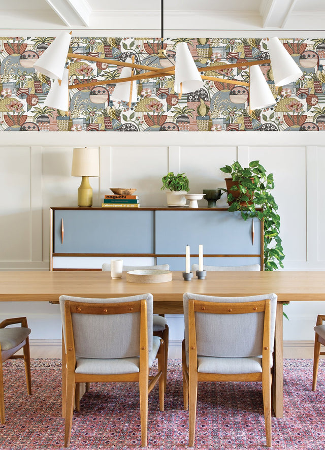 Fika Mustard Blissful Birds & Blooms Wallpaper with Eclectic Botanical Novelty Pattern - Brewster 4066-26556
