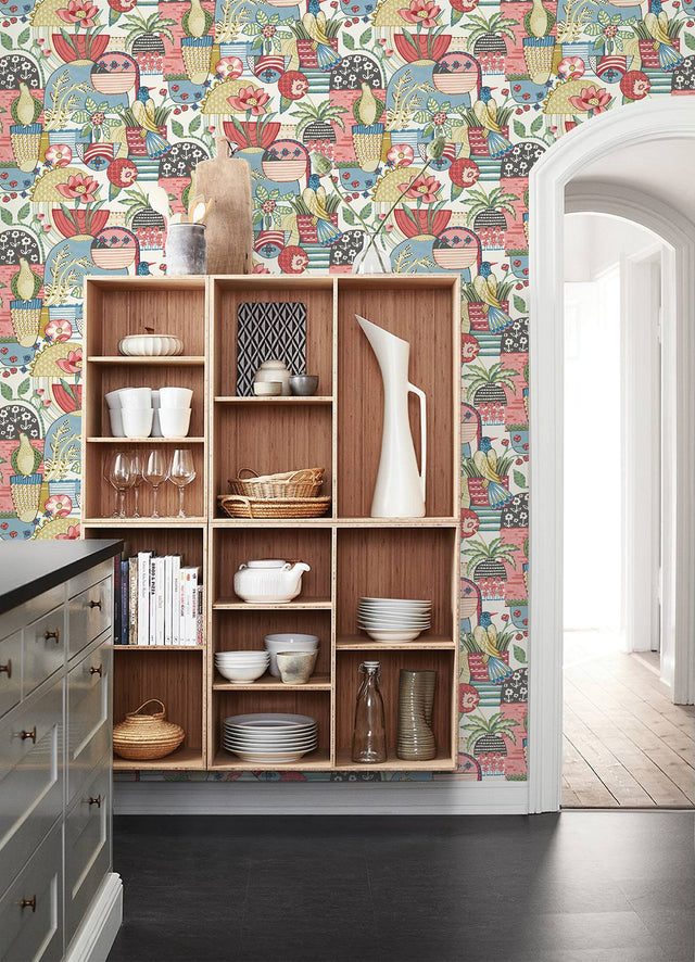 Fika Rose Blissful Birds & Blooms Wallpaper with Eclectic Botanical Novelty Pattern - A-Street Prints 4066-26557