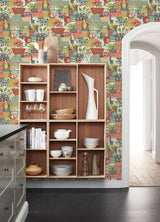 Fika Plum Blissful Birds & Blooms Wallpaper with Eclectic Botanical Novelty Pattern - A-Street Prints 4066-26558