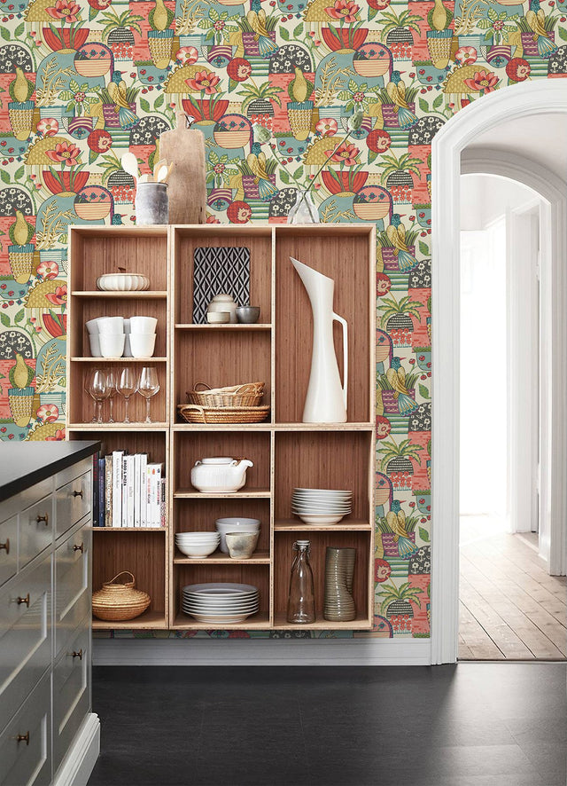 Fika Plum Blissful Birds & Blooms Wallpaper with Eclectic Botanical Novelty Pattern - A-Street Prints 4066-26558