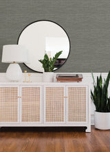 Malin Grey Faux Grasscloth Wallpaper with Raised Ink Textured Modern Graphics - 4066-26560