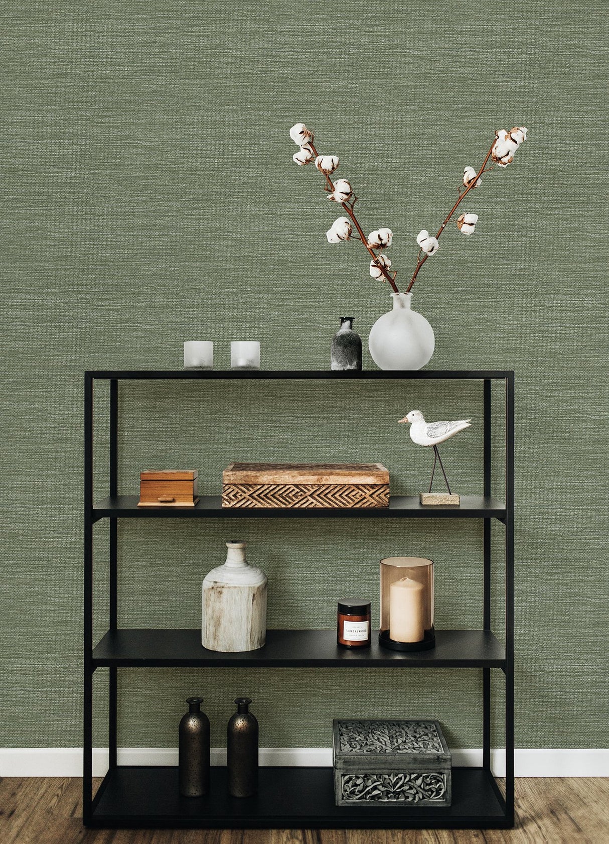 Malin Moss Faux Grasscloth Wallpaper with Raised Ink Modern Graphic Texture - A-Street Prints 4066-26561