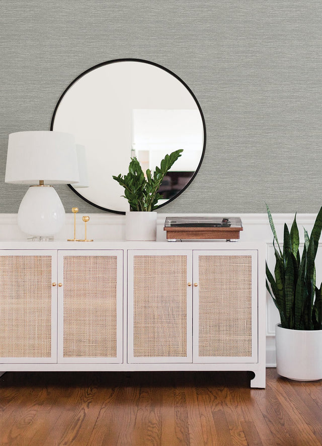 Malin Light Grey Faux Grasscloth Wallpaper with Raised Ink Texture - A-Street Prints 4066-26562
