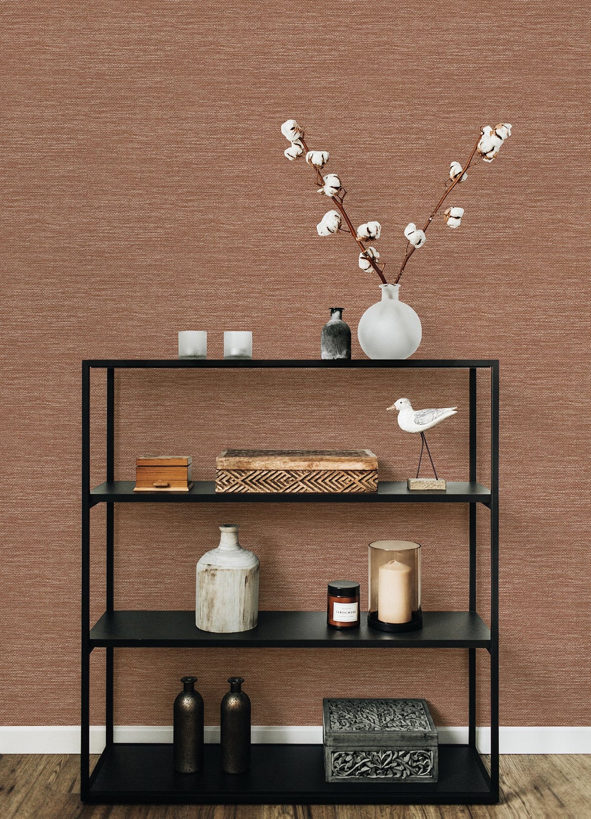 Malin Rust Faux Grasscloth Wallpaper with Modern Graphics Pattern - A-Street Prints 4066-26564