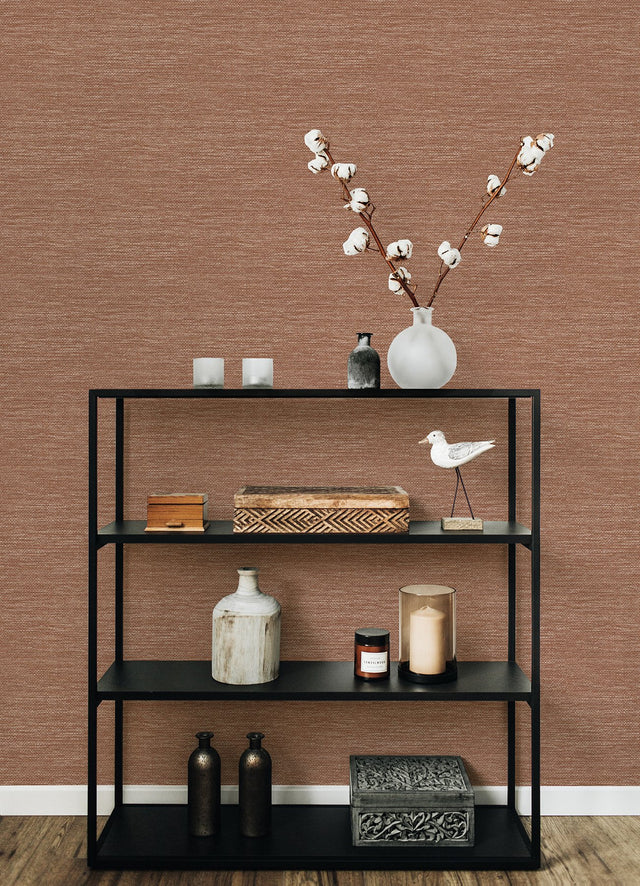 Malin Rust Faux Grasscloth Wallpaper with Modern Graphics Pattern - A-Street Prints 4066-26564