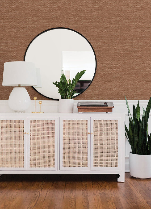 Malin Rust Faux Grasscloth Wallpaper with Modern Graphics Pattern - A-Street Prints 4066-26564