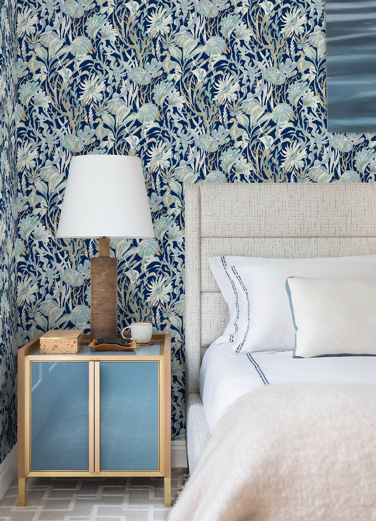 Kelp Garden Navy Tropical Reef Wallpaper with Coastal Undersea Motif - Chesapeake 4071-71001