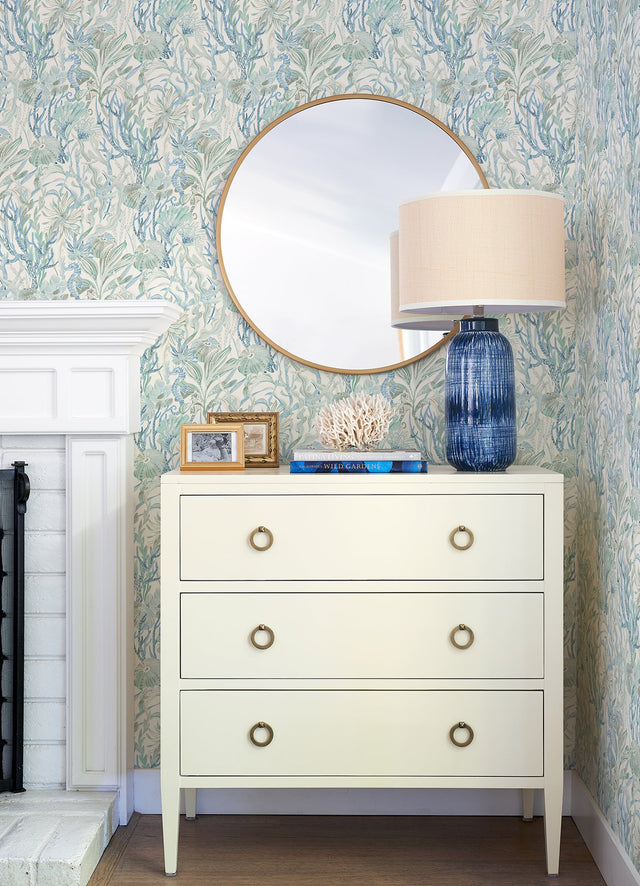 Kelp Garden Light Blue Tropical Reef Wallpaper with Coastal Undersea Motif - Chesapeake 4071-71003