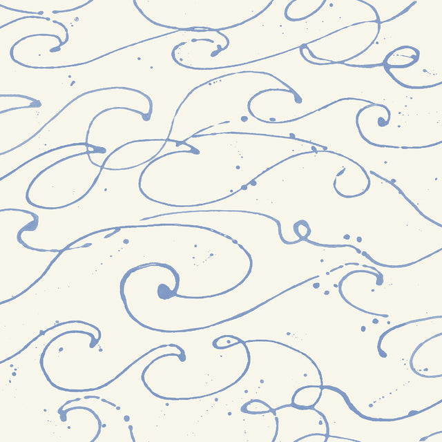 Kuroshio Light Blue Ocean Wave Wallpaper with Abstract Coastal Motif - Chesapeake 4071-71005