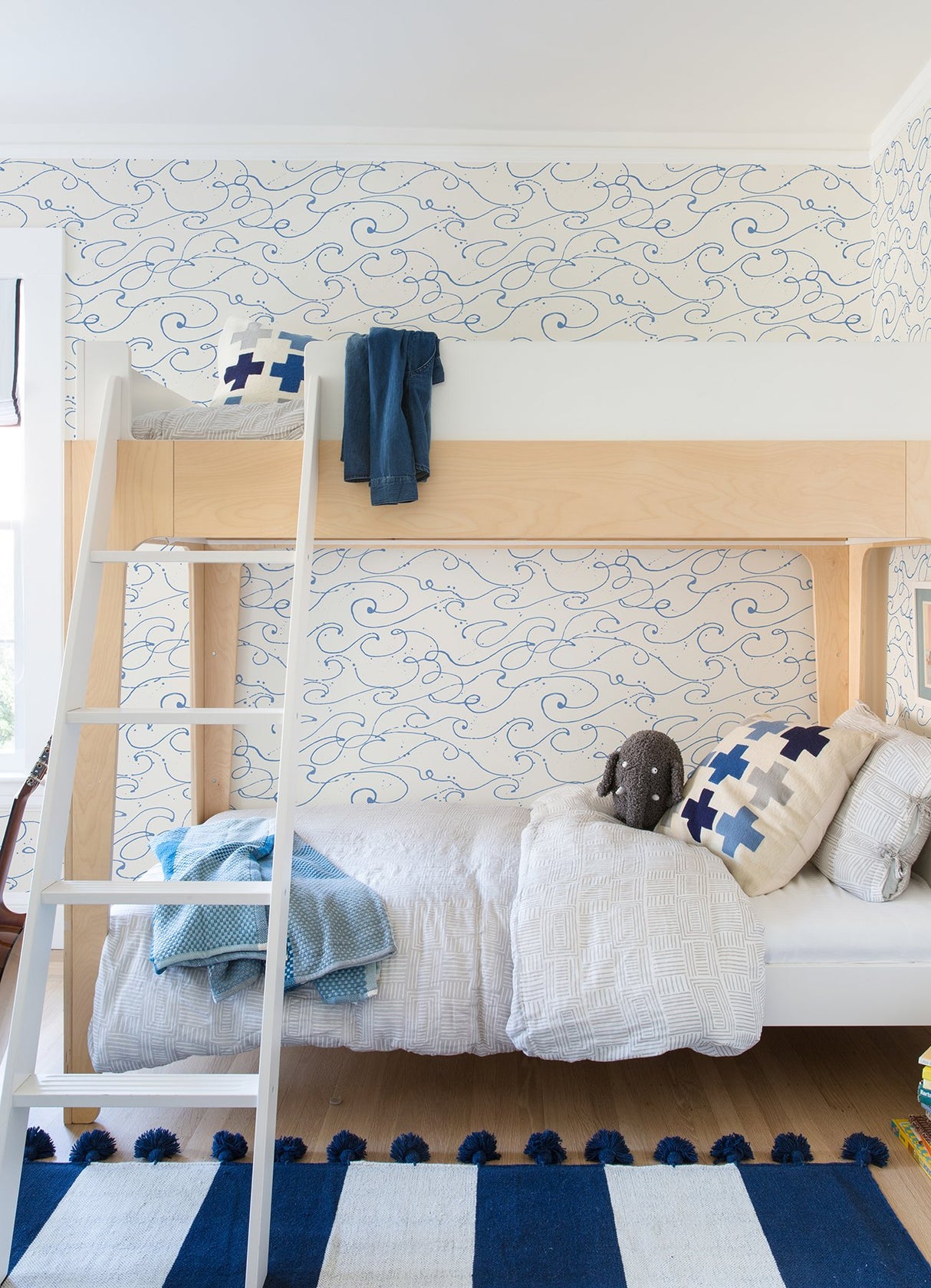 Kuroshio Light Blue Ocean Wave Wallpaper with Abstract Coastal Motif - Chesapeake 4071-71005