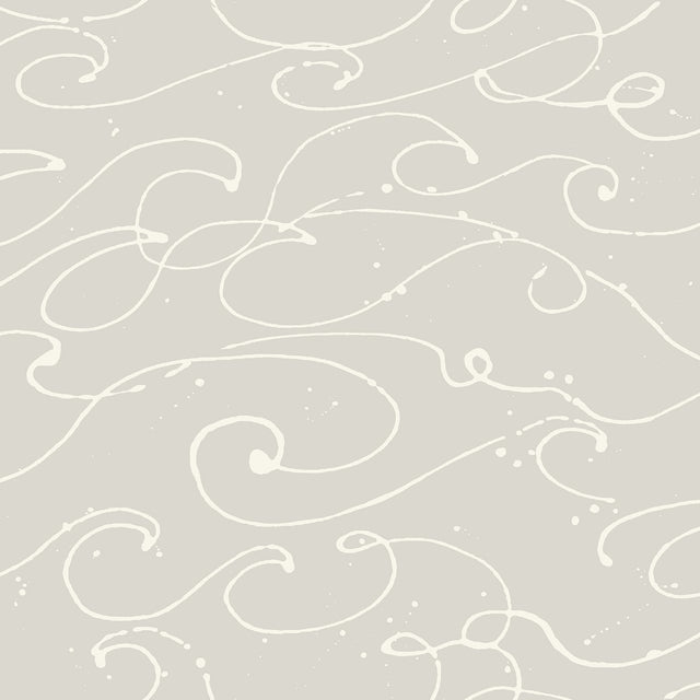 Kuroshio Taupe Ocean Wave Wallpaper with Abstract Coastal Motif - Brewster 4071-71007
