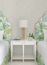 Kuroshio Taupe Ocean Wave Wallpaper with Abstract Coastal Motif - Brewster 4071-71007