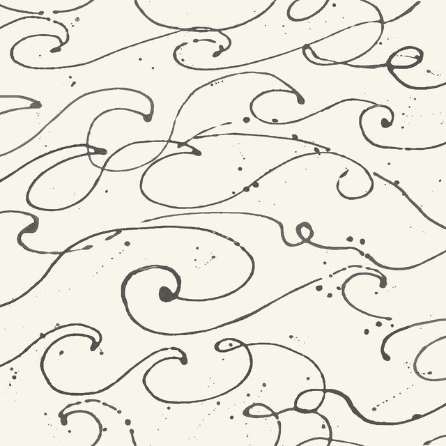Kuroshio Charcoal Ocean Wave Wallpaper with Abstract Coastal Style - Chesapeake 4071-71008