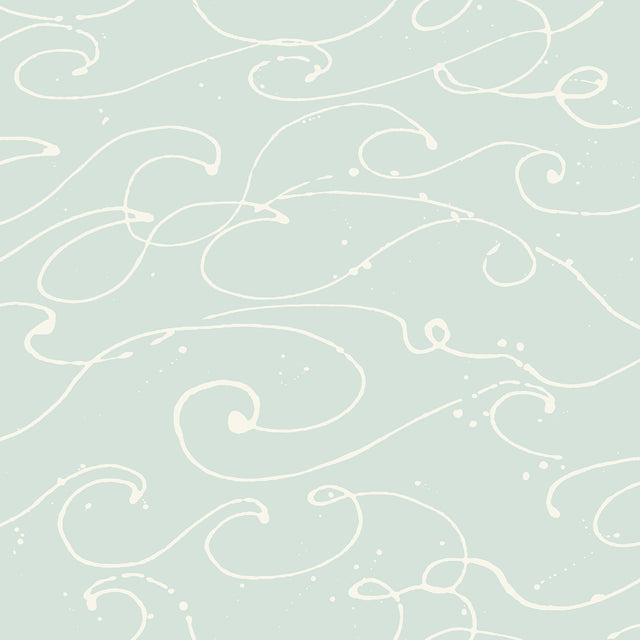 Kuroshio Aqua Ocean Wave Wallpaper with Abstract Coastal Sure Strip Design - Brewster 4071-71009