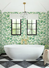 Manaus Green Palm Frond Wallpaper with Botanical Bohemian Motif - Chesapeake 4071-71014
