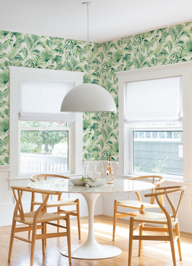 Manaus Green Palm Frond Wallpaper with Botanical Bohemian Motif - Chesapeake 4071-71014