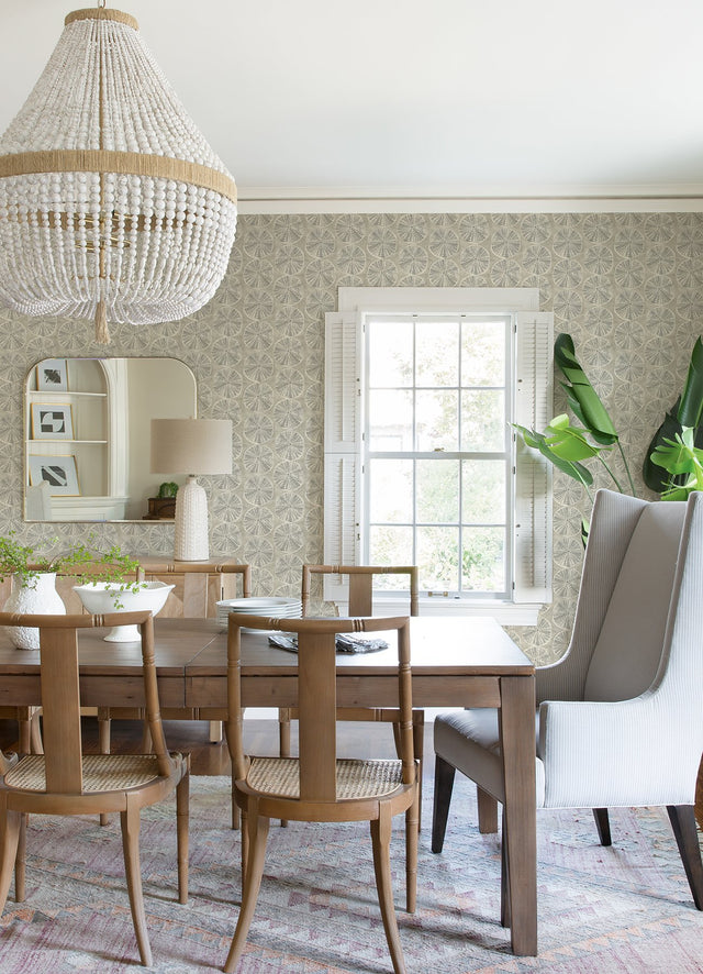 Sea Biscuit Grey Sand Dollar Wallpaper with Coastal Geometric Motif - Chesapeake 4071-71024