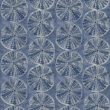 Sea Biscuit Blue Sand Dollar Wallpaper with Coastal Geometric Sand Dollar Motif - Chesapeake 4071-71025