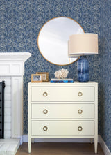 Sea Biscuit Blue Sand Dollar Wallpaper with Coastal Geometric Sand Dollar Motif - Chesapeake 4071-71025