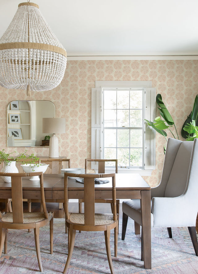 Sea Biscuit Peach Sand Dollar Wallpaper with Coastal Geometric Motif - Chesapeake 4071-71026