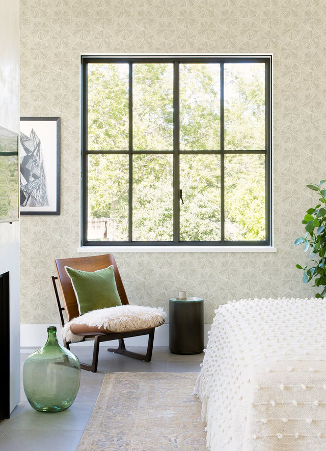 Sea Biscuit Beige Sand Dollar Wallpaper with Coastal Geometric Motif - Chesapeake 4071-71027