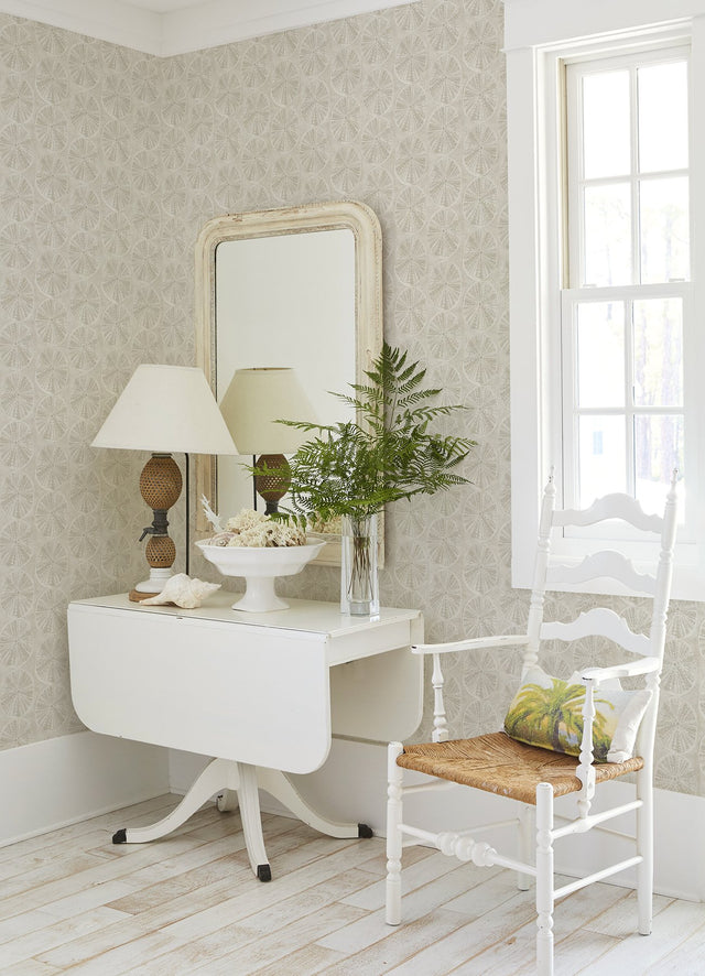 Sea Biscuit Beige Sand Dollar Wallpaper with Coastal Geometric Motif - Chesapeake 4071-71027