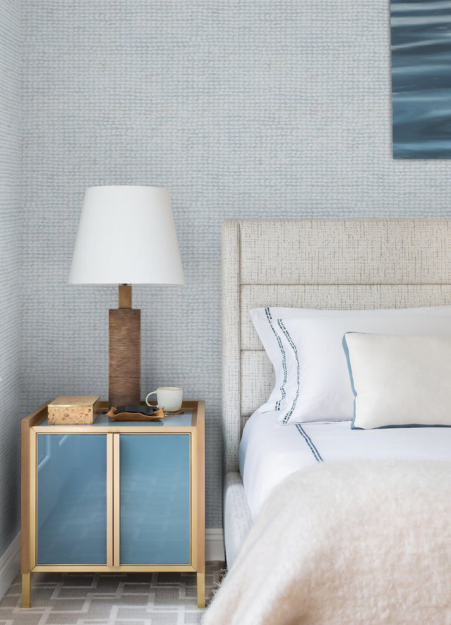 Wellen Light Blue Abstract Rope Wallpaper with Coastal Abstract Motif - Chesapeake 4071-71030