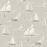 Leeward Light Grey Sailboat Wallpaper with Coastal Graphics Novelty Pattern - Chesapeake 4071-71036