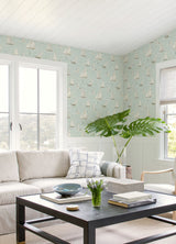 Leeward Aqua Sailboat Wallpaper with Coastal Novelty Graphics Pattern - Chesapeake 4071-71037
