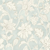 Plumeria Aqua Floral Trail Wallpaper with Botanical Flowers in Farmhouse Style - Chesapeake 4071-71038