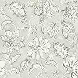 Plumeria Grey Floral Trail Wallpaper with Farmhouse Botanical Flowers - Chesapeake 4071-71039