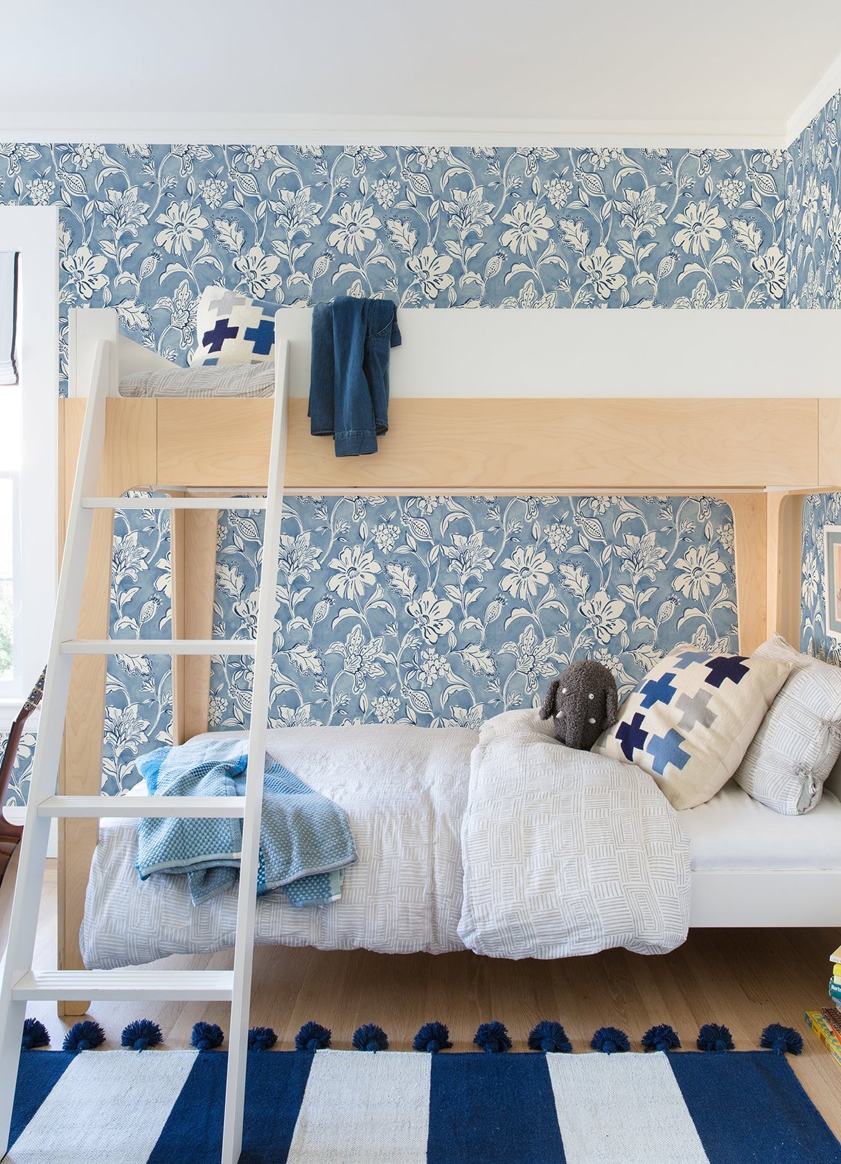 Plumeria Blue Floral Trail Wallpaper with Botanical Flowers  Chesapeake 4071-71040